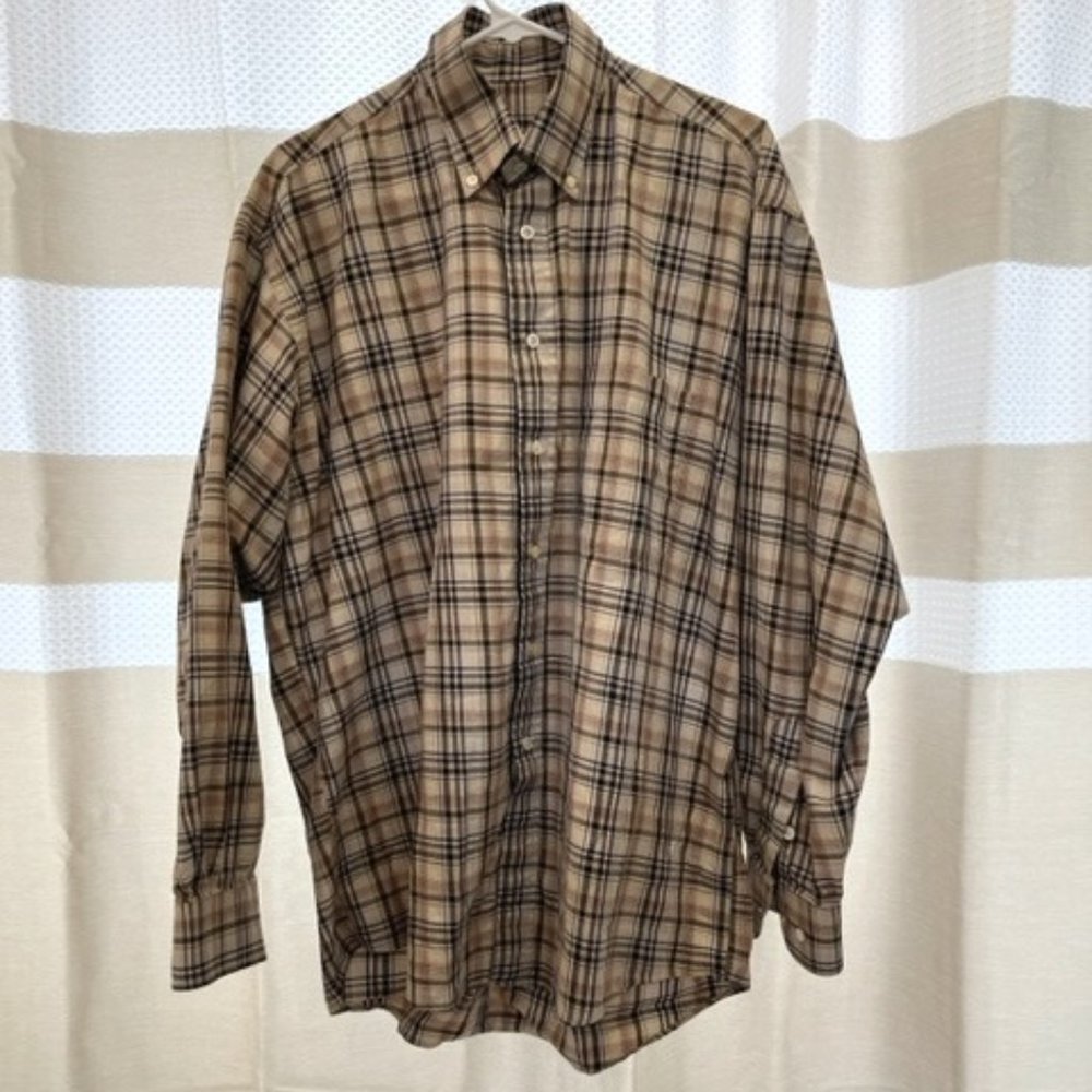 Burberry London Men's Plaid Button Down SHIRT Size L